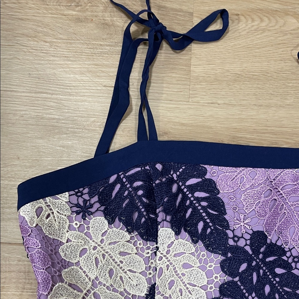 Adelyn Rae Purple and Cream Midi Dress - Picture 4 of 9
